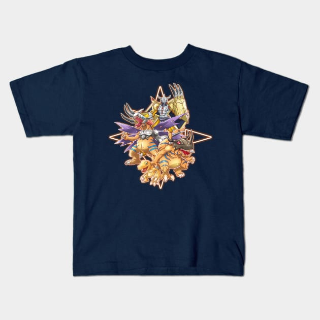 fanart agumon evolution line Kids T-Shirt by DigiTeeshrit